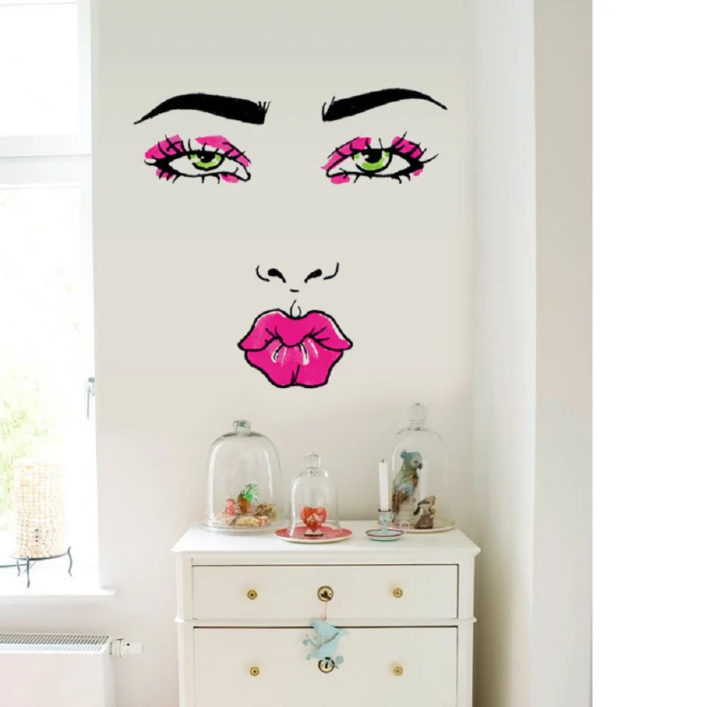 

Sexy Girl Lip Eyes Wall Stickers Living Bedroom Decoration Diy Adesivo de Paredes Home Decals Mual Art Poster Home Decor