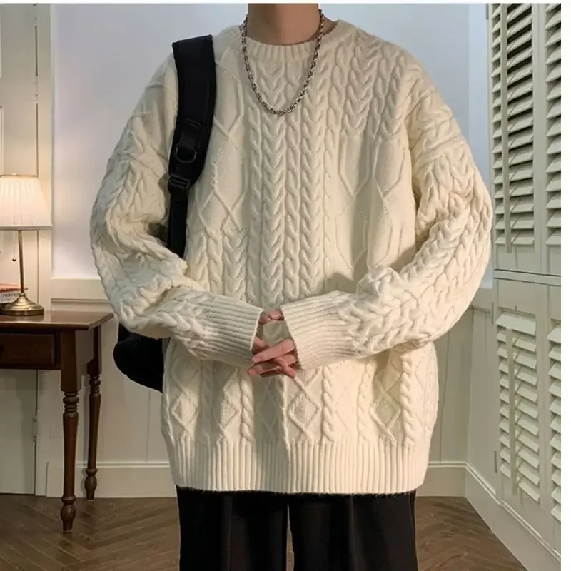 Fried Dough Twists Sweaters for Men and Women Couples Trendy Loose Round Neck Coat Trendy Brand Fashion Premium Knitwear Clothes