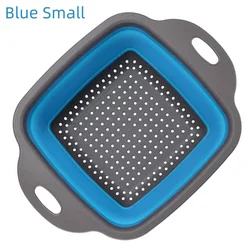 Foldable Collapsible Kitchen Colander and Drainer Basket (Small Blue)