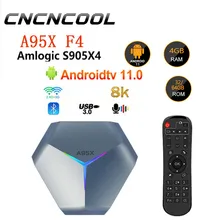  Cncncool A95X F4 RGB Light Smart TV Box Android 11 Amlogic S905X4 4G 64GB 32G Wifi BT Media Player A95XF4 4G128G Set Top Box 