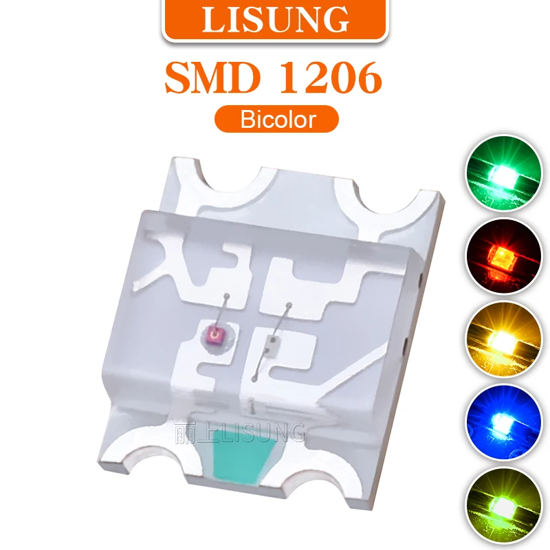 

1000 шт./пакет 1206 Smd светодиодные излучающие диоды, двухцветные красные, зеленые, синие + желтые, зеленые, ультраяркие, DIY PCB