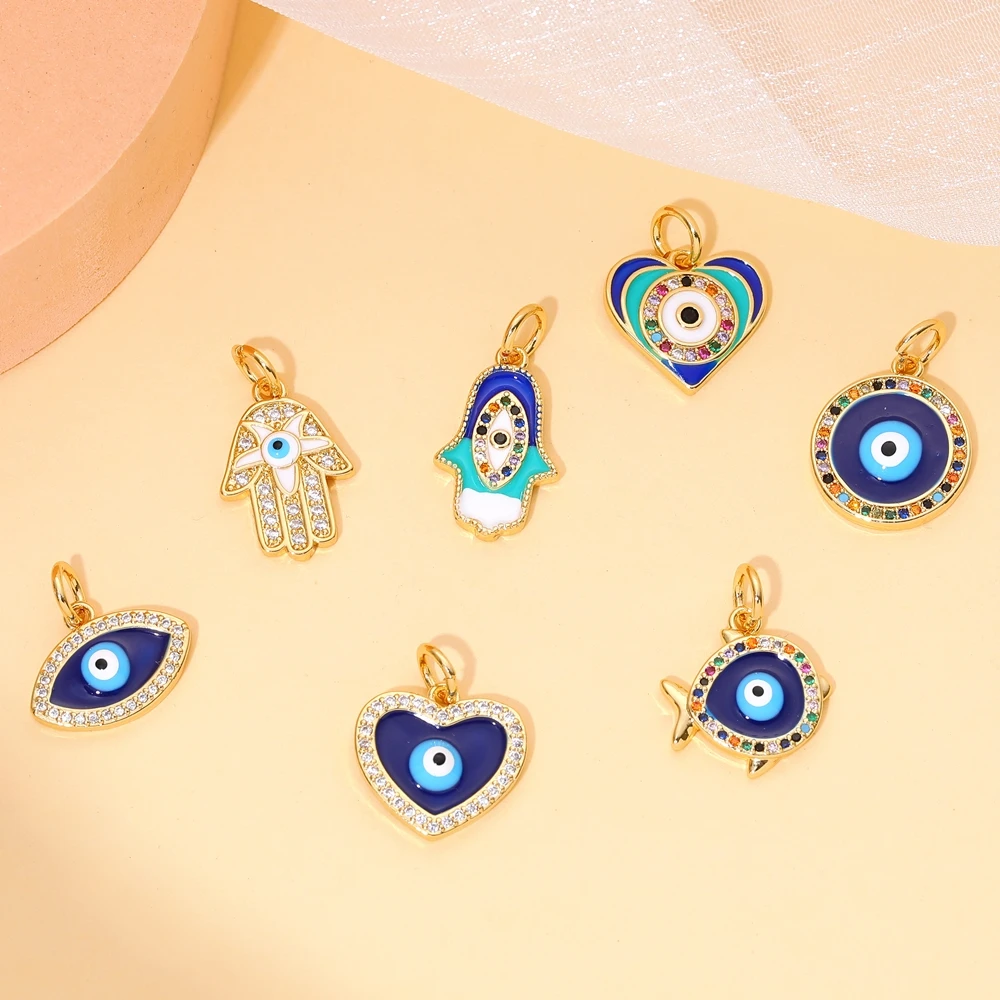 Juya DIY 18K echtes Gold vergoldet Handwerk Schmetterling Liebe Herz Mond Stern böser Blick Zitrone Eule Bär Emaille Charms Anhänger Zubehör – Detail 12