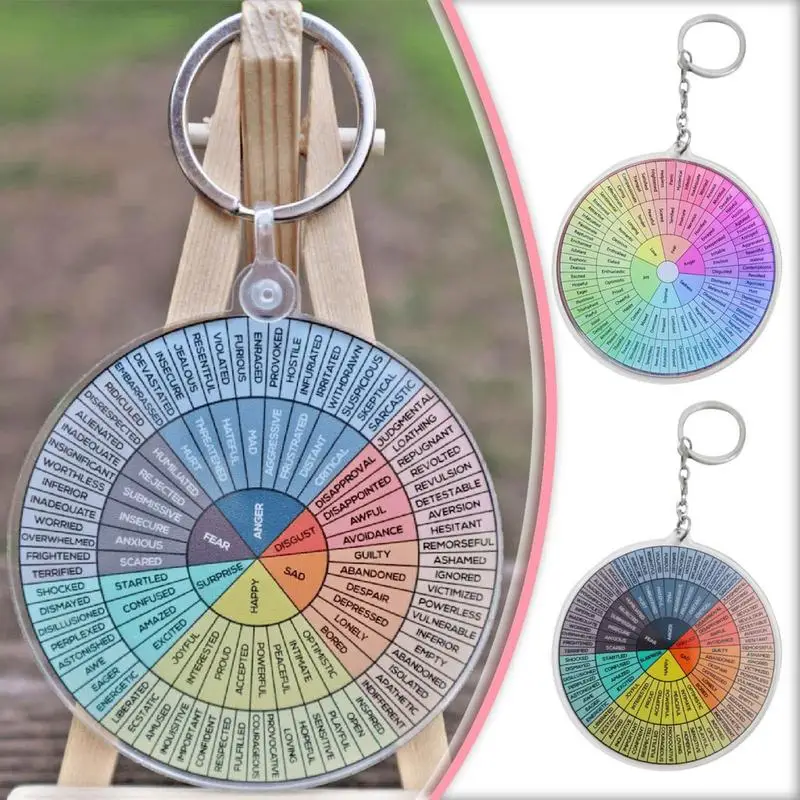 

Feelings Wheel Keychain English Letters Acrylic Keychain Pendant Emotion Wheel Chart Key Holder Key Chain Accessories For Adults