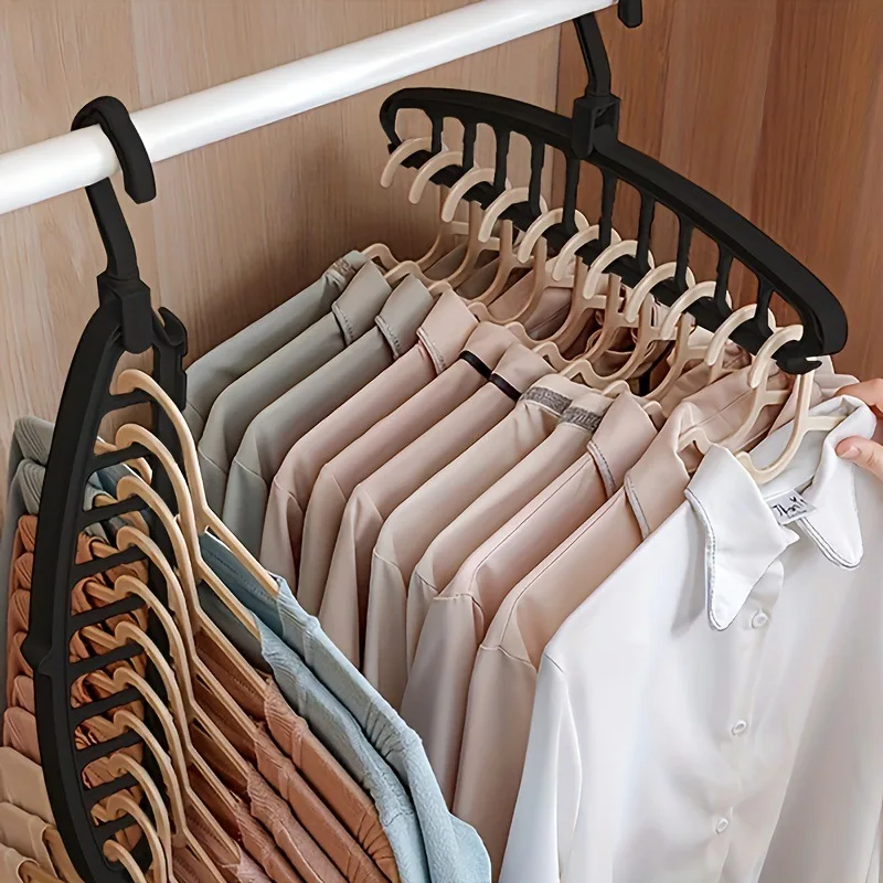 5pcs Multifunctional Seamless Clothes Rack Home Clothes Hanging Magic Folding Clothes Drying Rack Eleven-hole Storage
