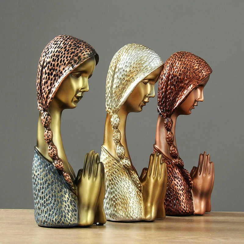

2022 Likable Praying Girl Figure Sculpture Resin Art Crafts Home Decoratin Accessories Valentine's Day Gift For Girlfriend