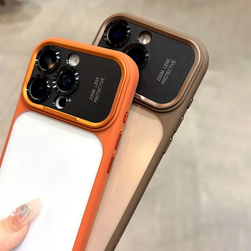 Matte Bumper Transparent Phone Case with Lens Protection and Shockproof Clear Back Cover