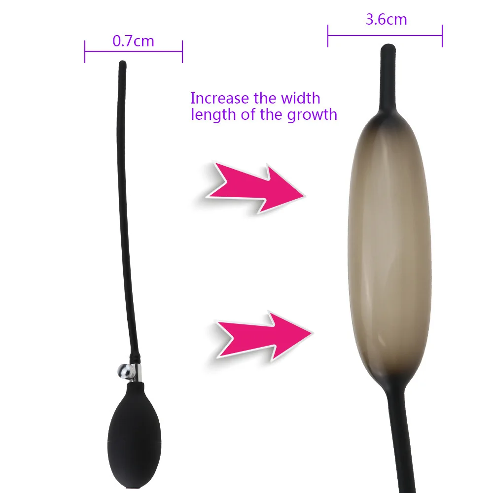 Urethral Dilator Silicone Urethral Dilator Inflatable Penis Plug Catheter Sounds Stick Male Penis Plug Massager Rod Pump Strethcer Sex Toys