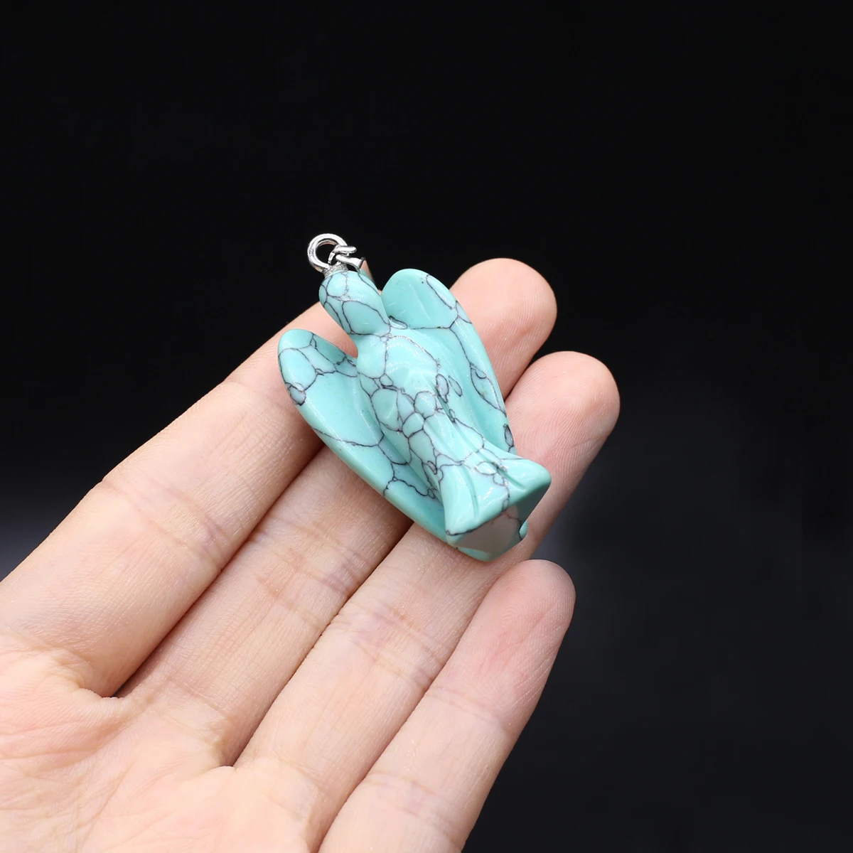 5PCS Natural Stone Random Blue Turquoise Sodalite Angel shaped Pendant 42x21mm Jewelry Making DIY Necklace Accessories Gift