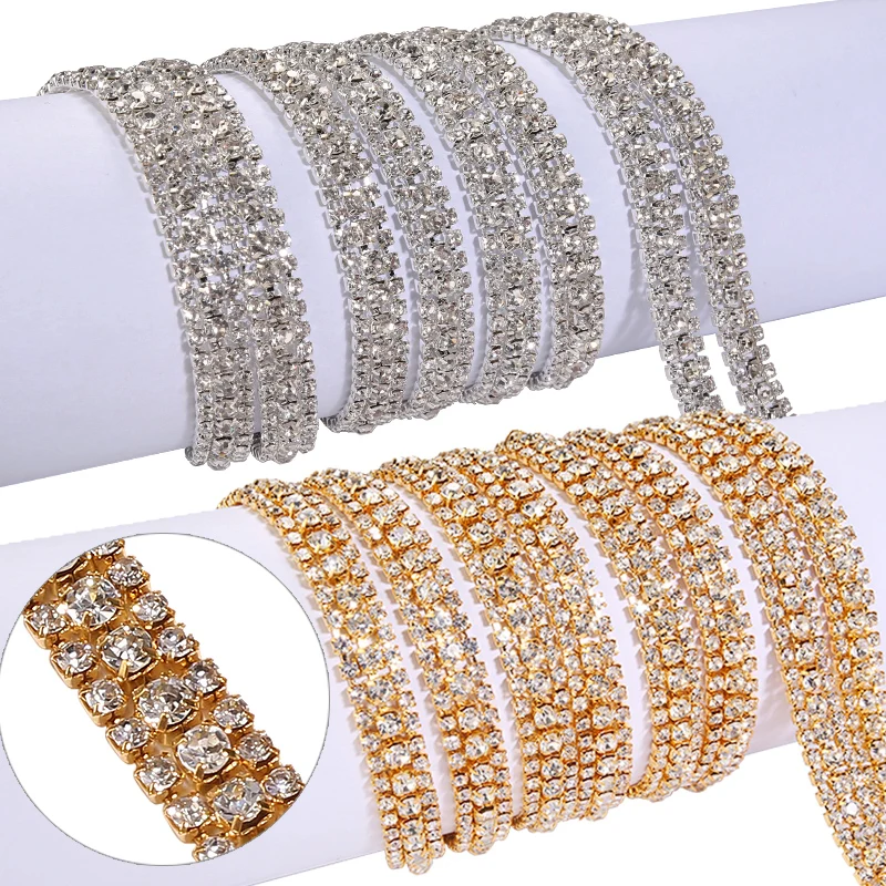 QIAO 1Yard Rhinestones Trimming Chain Crystal Glitter Stones Sewn for Dresses Decorations Trims Accessories | Дом и сад