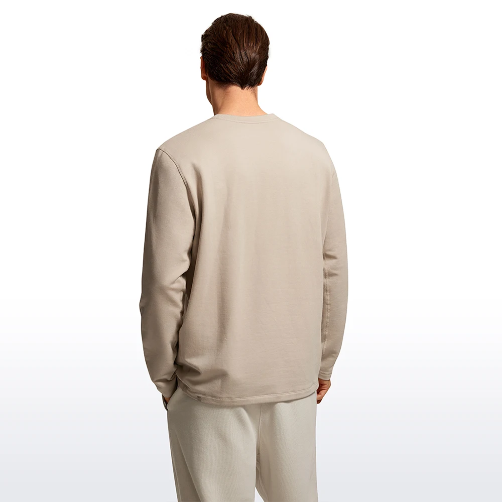 CRZ YOGA Fleece Crewneck Sweatshirt For Men Long Sleeve Breathable Workout Casual Pullover Basic Sweatshirts