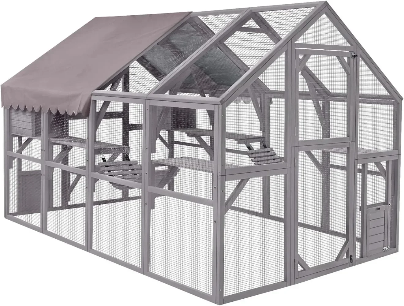 Cat Enclosure Outdoor Catio Large Run with Bridges Walks Small Houses Roof Cover 28.27ft and 56.54ft cat cage