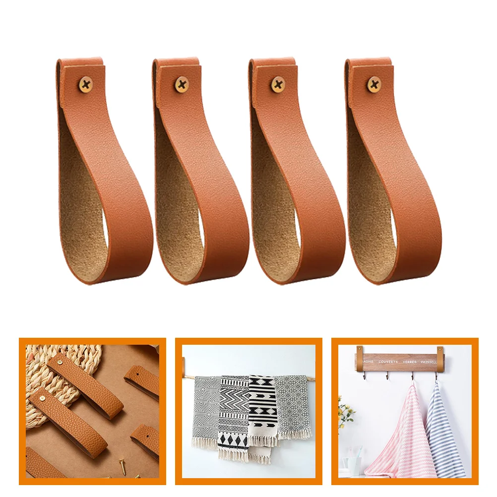 

Leather Wall Hooks Wall Hanging Straps Curtain Rod Holder Wall Mounted Pole Wrap Hangers