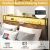 bedstead.Full Bed Frame with 2-Tier Storage Headboard, Metal Platform Bed Frame with 4 Storage Drawers,Built in Charging Station 4