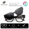 BEMORE Custom Square Clip on Polarized Sunglasses Ultralight Acetate Blue Light Blocking Multifocal Prescription Eyeglasses