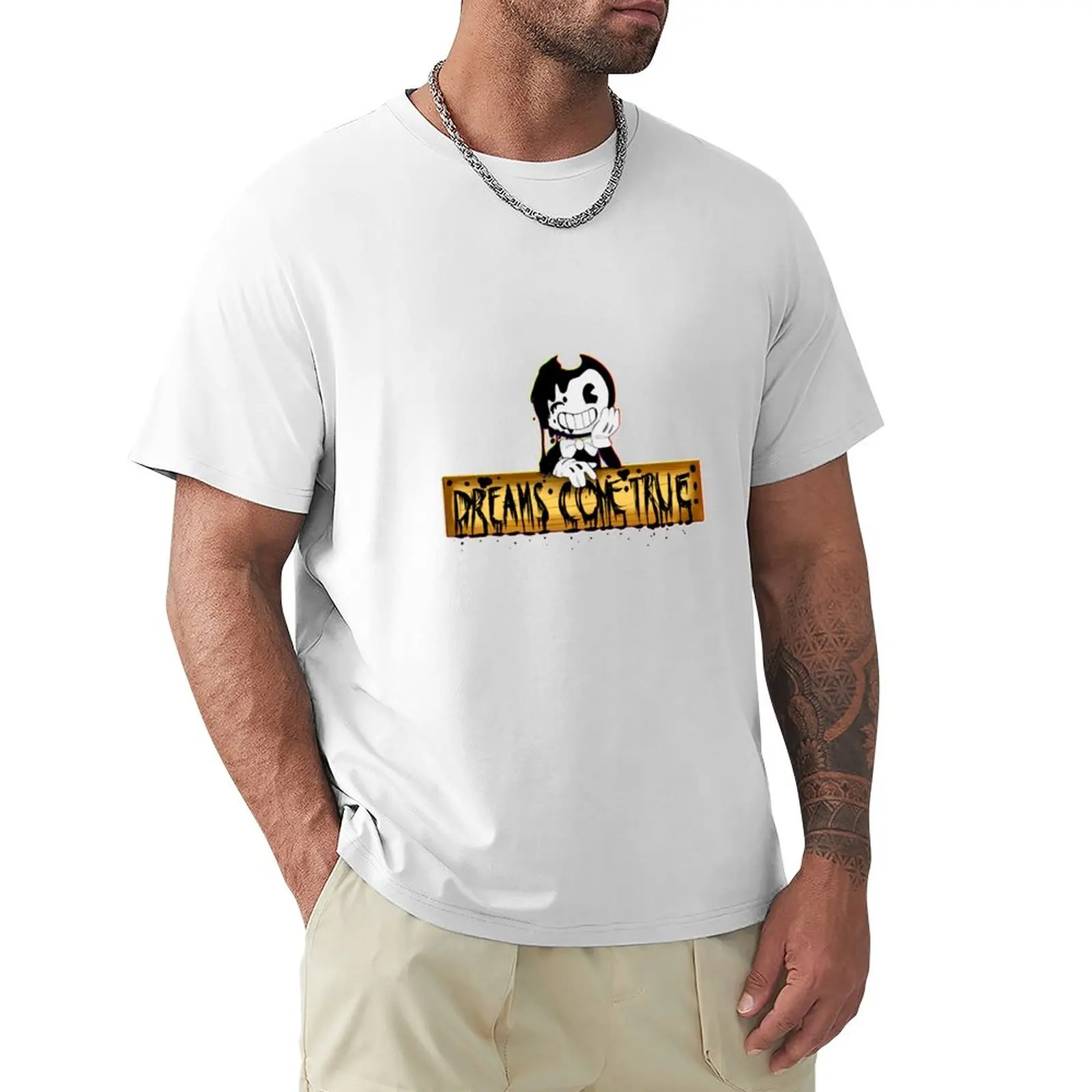 

Bendy DREAMS COME TRUE funny T-Shirt customs design your own boys whites Short sleeve tee t shirts for men graphic
