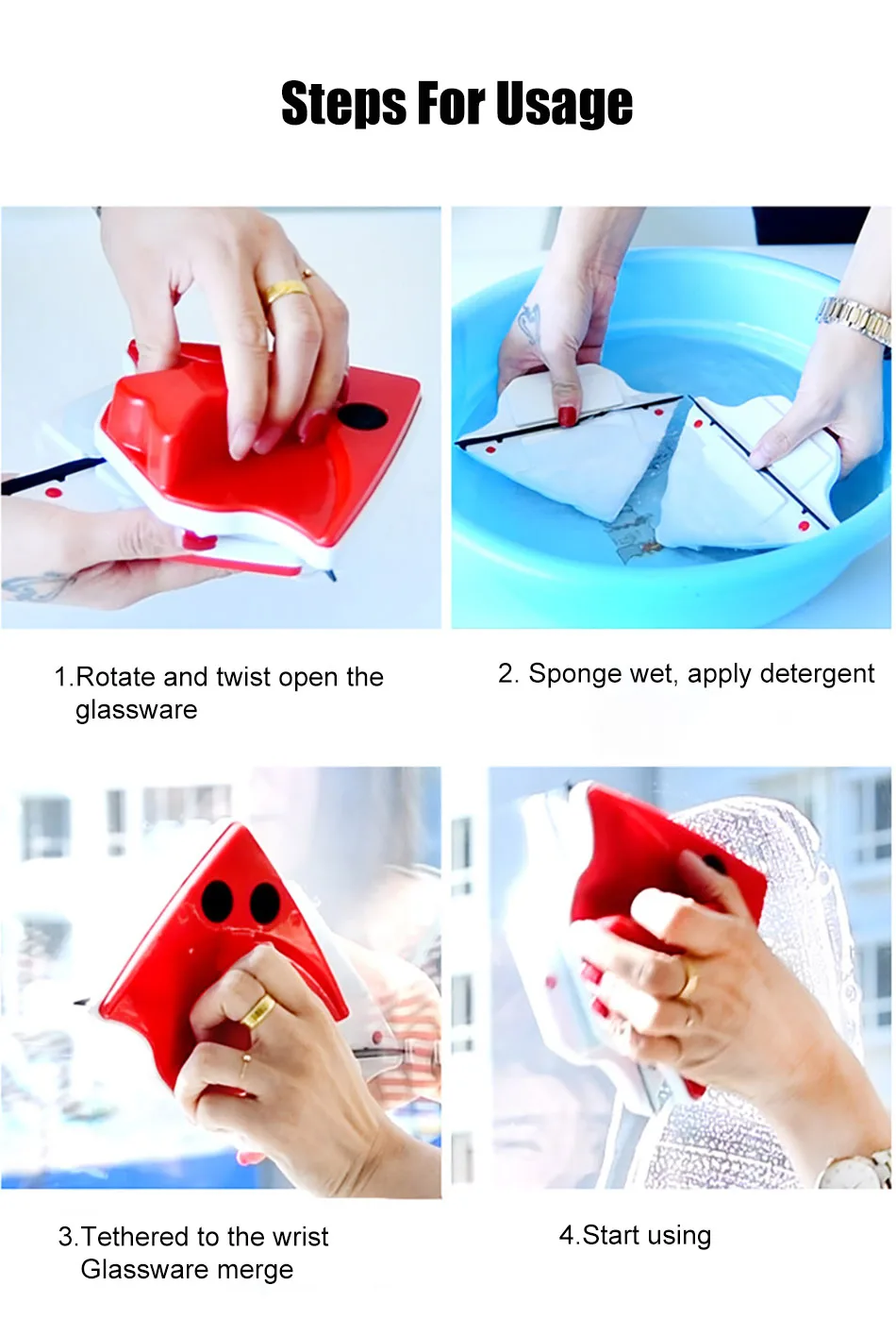 NEW Magnetic Window Cleaner Brush Double-Side Automatic Water Discharge Wiper Glass Window Brush Cleaning Household Tools 3