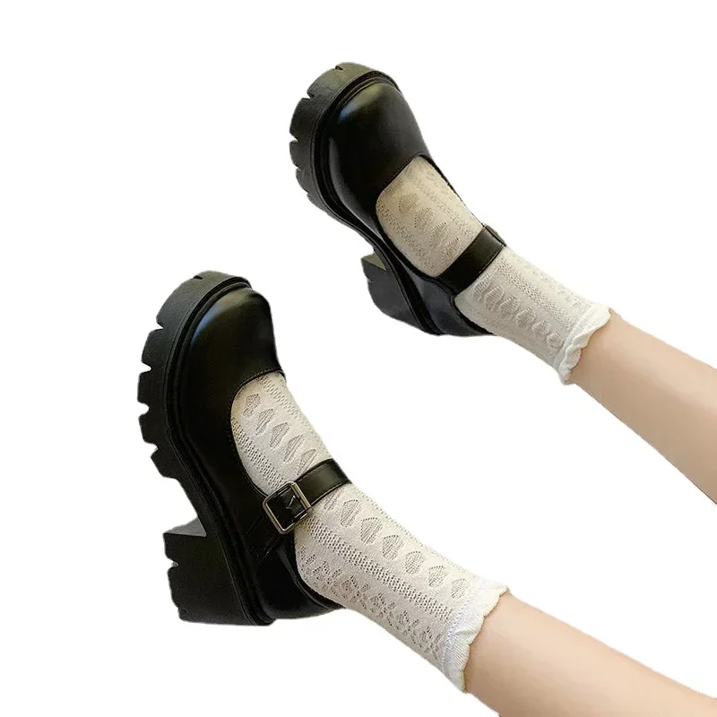 Lolita Shoes Japanese Girl Platform Round Toe Mary Jane Women Patent faux Leather Student Cosplay Shoes