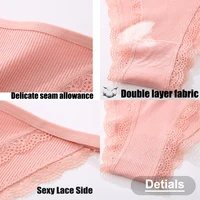 Culotte Sexy en Coton et Dentelle pour Femme, Sous-Vêtement Doux, Taille Basse, artificiel astique, Lingerie Intime, 4 Pièces/Ensemble 5