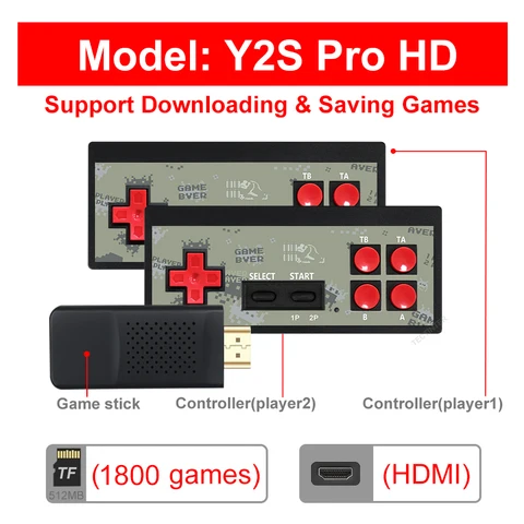 Game Console Handheld Game Player Mini Game Console Built in 1800 Classic 8 Bit Games Dual Wireless Gamepad HD/AV Output