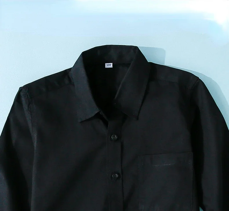 Boys Shirts Boys Black Shirt Cotton Long Sleeve Spring Autumn Children Dress Tops School Uniform