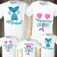 Funny Mermaid Family Shirts Birthday Girl Party Clothes Mer Mom Mer Dad Mermaid Sea Family Matching Outifts Set Gift 1