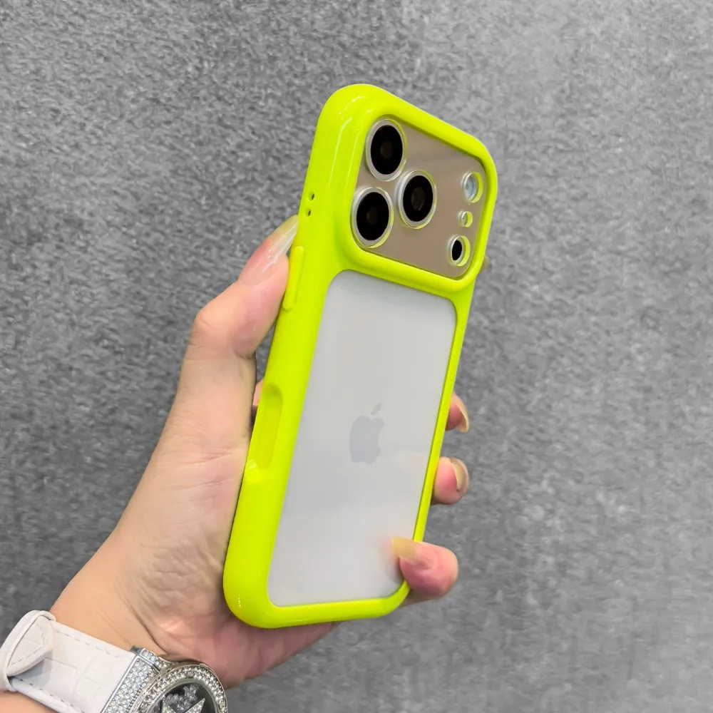 Transparent Candy Color Frame DIY Phone Case with Acrylic Back Cover