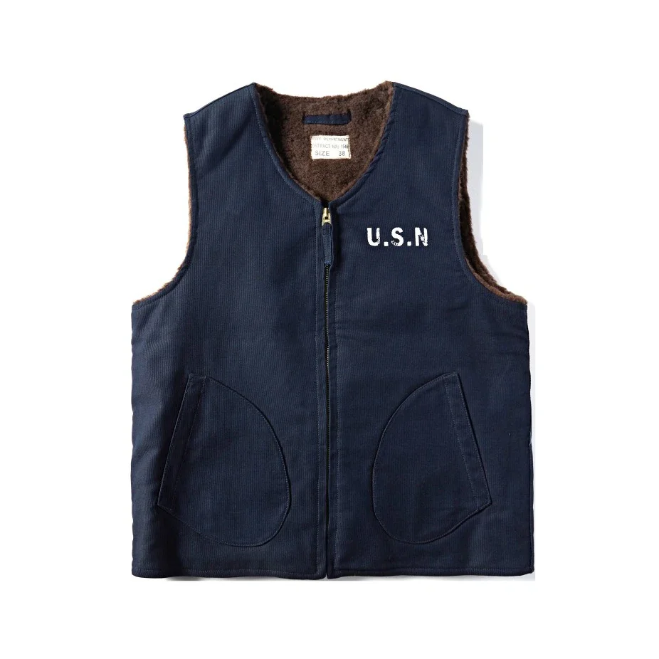 Endeavour&Bloom WWII USN N-1 Deck Vest Wool Lining Sleeveless Jacket Waistcoat 2