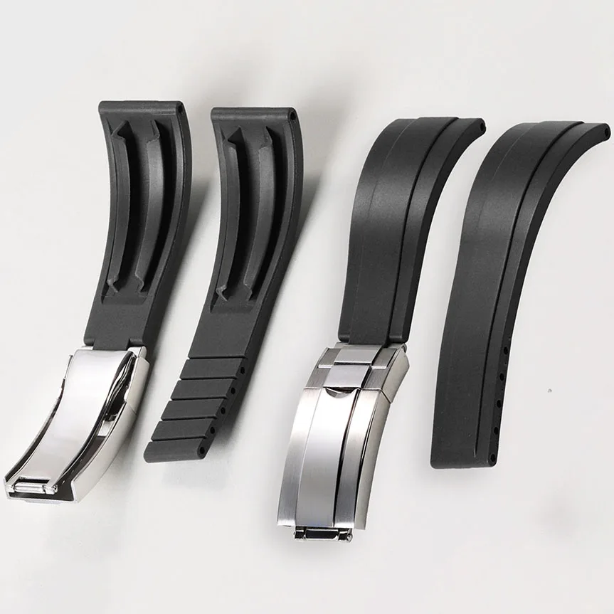 Per Rolex 20Mm Nero Verde Acqua Ghost Strap Per Gmt Submariner Daytona Solid Stainless Steel Fold Buckle Cinturini In Silicone