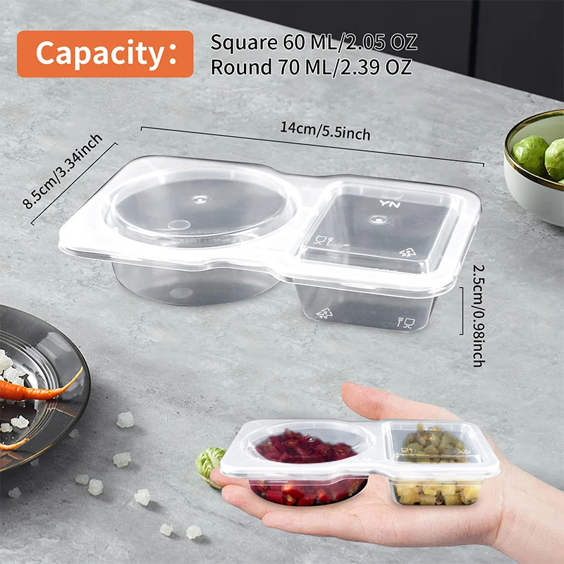Layered Seasoning Container Reusable Snack Container With Lid Used For Snacks Dipping Sauces Takeout Travel And Outdoor Camping 6