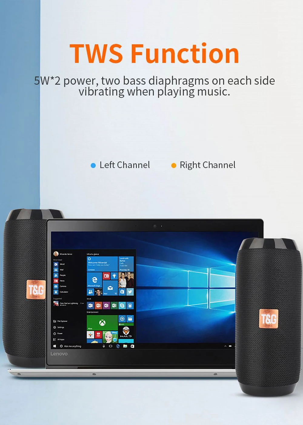 

Портативная Bluetooth-Колонка TG117, 1200 мАч, сабвуфер, стерео-динамик, беспроводная басовая колонка, водонепроницаемая колонка с поддержкой AUX, TF
