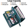 RFID anti-theft brush Retro large capacity long wallet Multi-card women's wallet Multi-function zipper wallet with wrist strap 2
