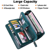 RFID anti-theft brush Retro large capacity long wallet Multi-card women's wallet Multi-function zipper wallet with wrist strap 2