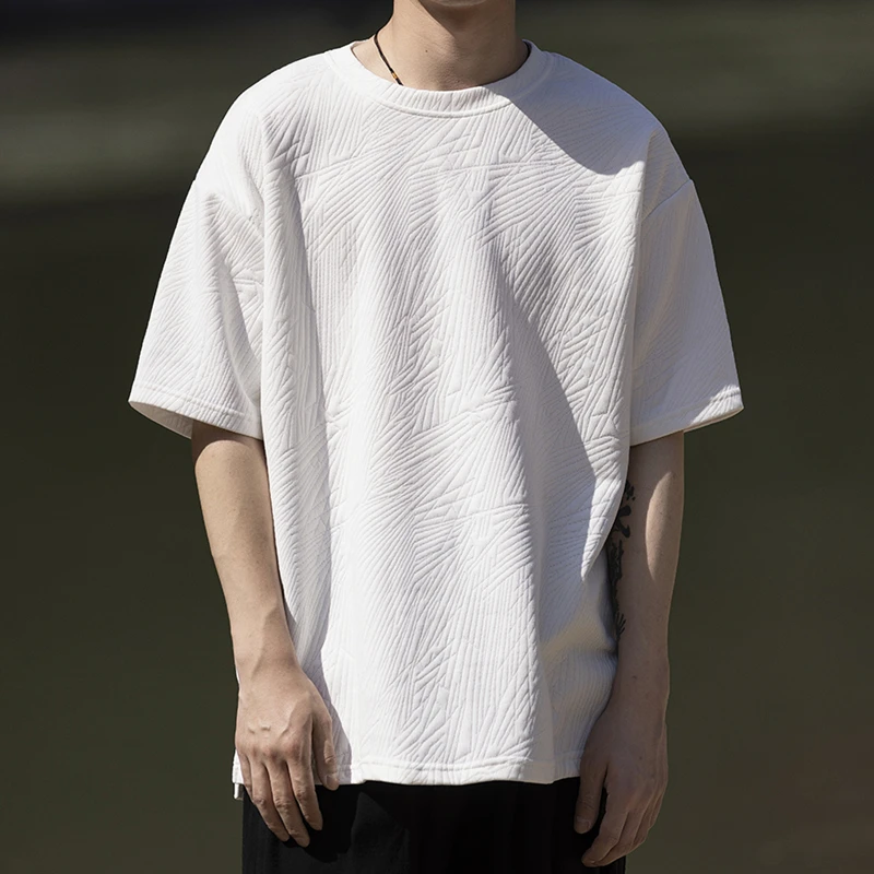 Summer Chinese Style Solid Color Oversize T Shirt Men Clothing