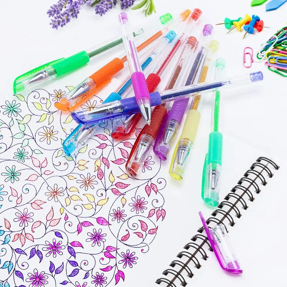100 Colors Art Supplies Gel Pens For Adult Coloring Set Drawing Scrapbooks  Glitter Neon Pastel Metallic Fine Tips Ballpoint Pen - Gel Pens - AliExpress