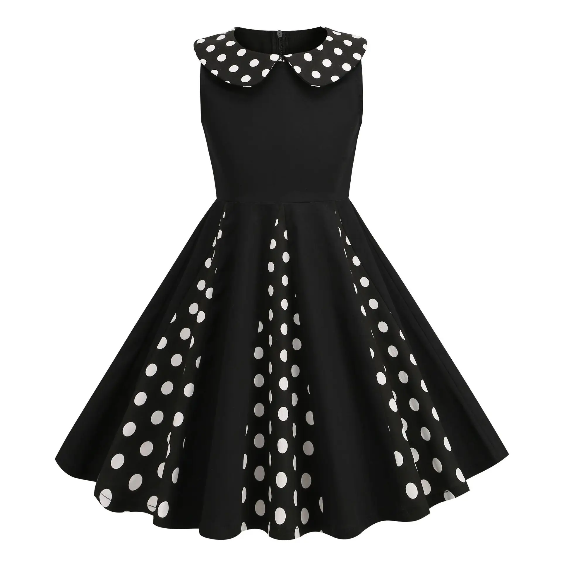 Kids Vintage Swing Belt Rockabilly Prom Party Dresses Baby Doll Neck European American Girls Retro Princess Dress Children Skirt