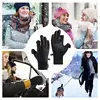 Hiking Gloves Waterproof Non-slip Gloves With 2 Fingerless Design Fleece-Lined Winter Gloves Warm Running Gear For Women Men 3