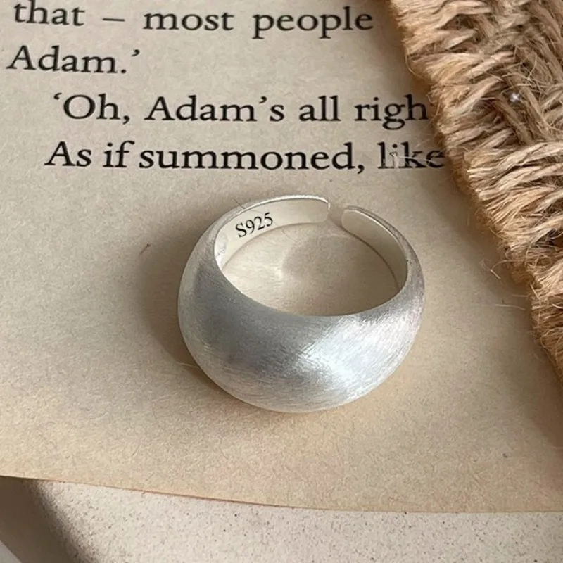 925 Sterling Silver Oval Ring Women Adjustable Open Vintage Ring Party Birthday Gift