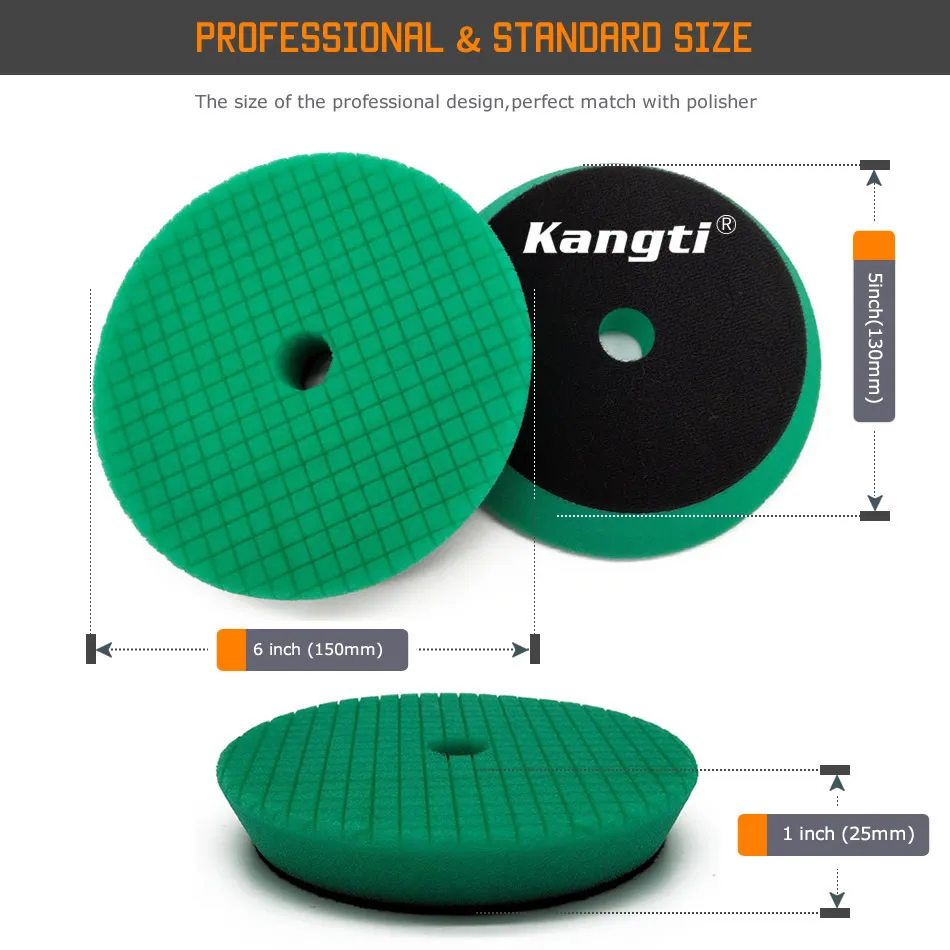 3lnch(80mm)5lnch(125mm)/6 Inch(150mm) Beveled Grid Sponge Foam Polishing ing Pads for Car DA/RO/GA Polisher