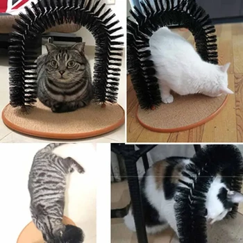 Cat Toy Arch Self Groome Pamper Feline with A Massage Grooming Rubbing Brush with Scratching Pad Toy for Cats Interactive Toys 6