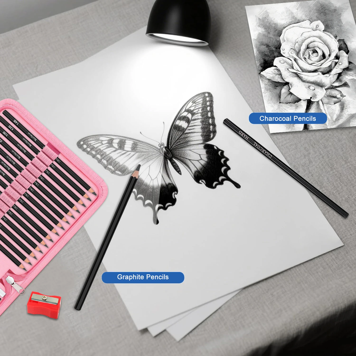 6-29개입 화이트 스케치 숯 연필 - 전문가용 스케치 하이라이트 화이트 숯 목재 연필 (아티스트 드로잉, 스케칭, 블렌딩용)