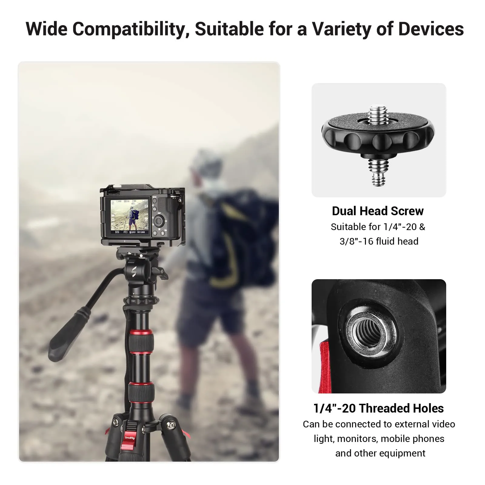 SmallRig T-10 알루미늄 삼각대, 컴팩트 경량 접이식 삼각대, 15kg 적재 가능, 다양한 시나리오, 카메라 폰 3983 에 적합