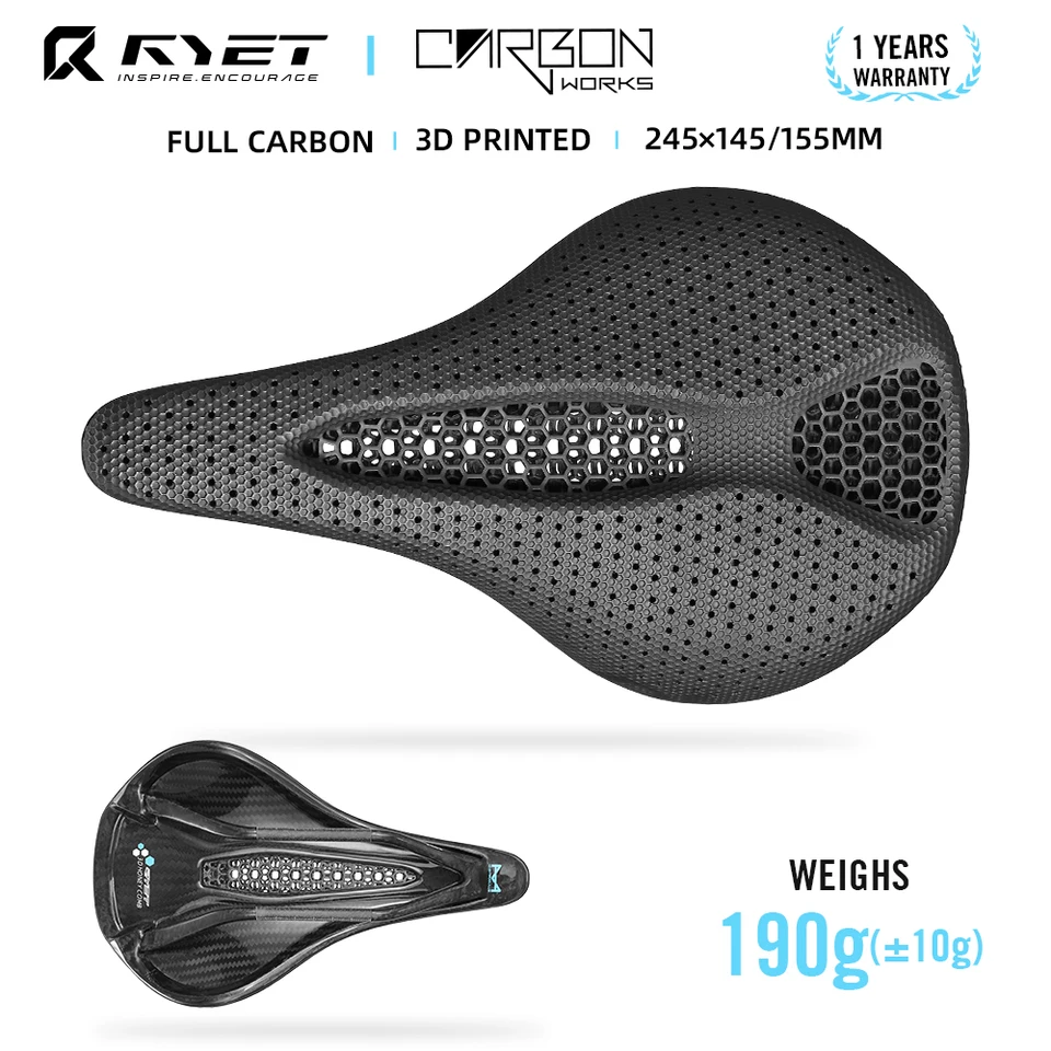 RYET Carbon 3D Printed Saddle 145MM Ultralight 130g 7*9 Bike