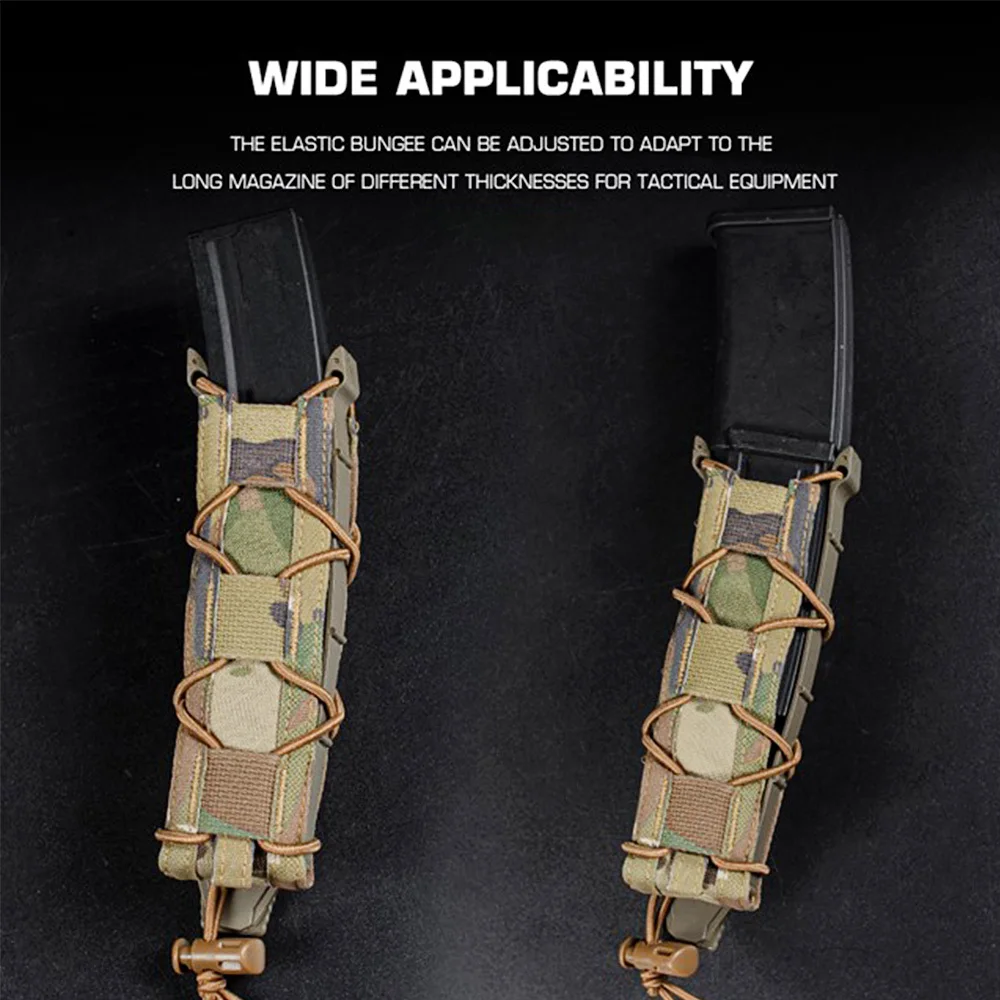 Tactical Long 9mm Magazine Pouch Pistol Submachine Gun Mag Carrier Extended Single Bag Versatile MOLLE Outdoor Hunting Airsoft 5