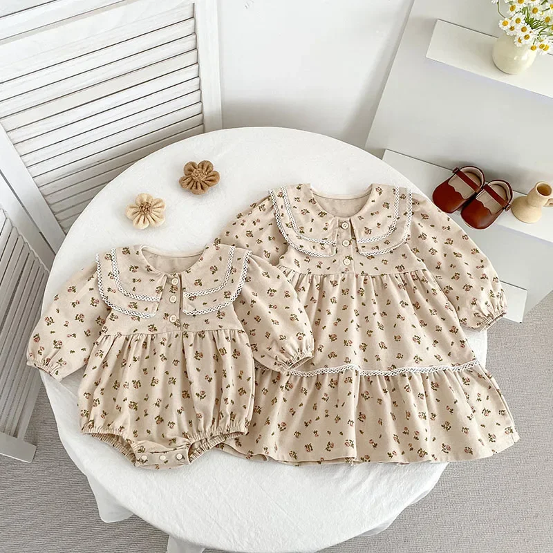 Autumn Floral Lace Kids Dress for Girls