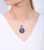 GEM'S BALLET Topaz Jewelry London Blue Topaz Statement Pendant Necklace in 925 Sterling Silver Handmade Double Circle Necklace - Image 2