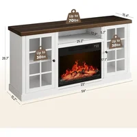 59" Fireplace TV Stand for TVs Up To 65 in With Storage and Glass Doors, 23" Electric Fireplace, Media TV Console 2