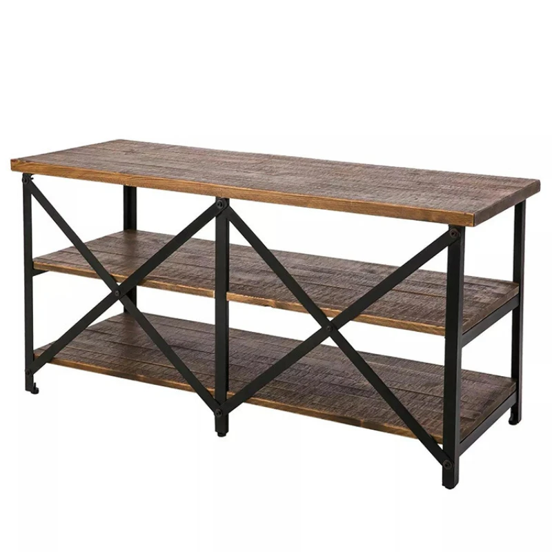 

Simple Modern Floor Living Room Storage Rack American Multi-Layer TV Rack Iron and Wood Combined Storage Rack
