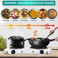 Plaque chauffante électrique filaire 1500W, Double plaque chauffante, brûleur électrique à 2 anneaux avec réglages de chaleur variables, cuisinière électrique de Table, camping 3