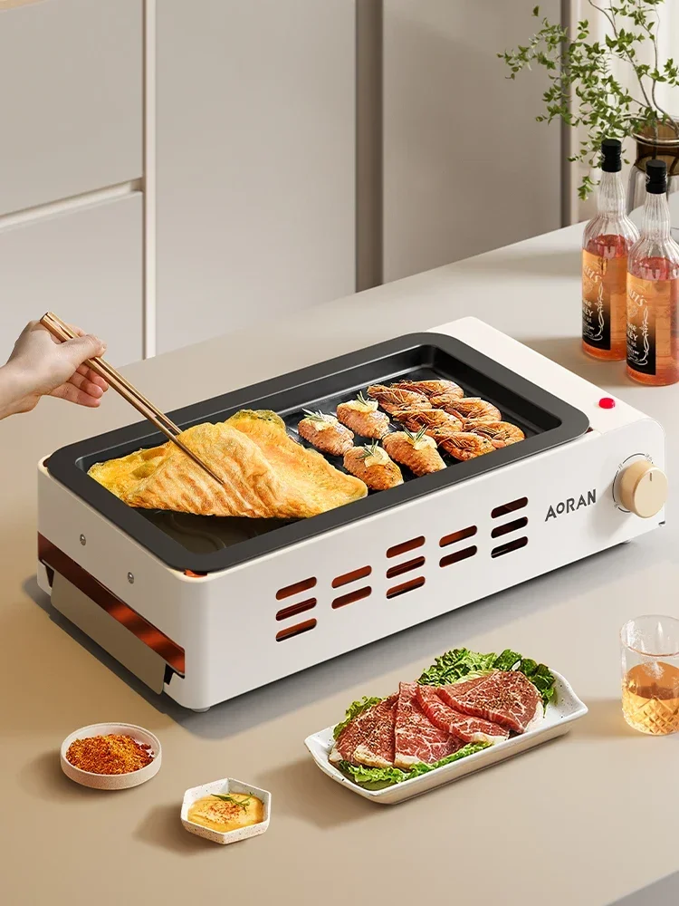 220V Electric Barbecue Grill with Rotisserie Spit and Smokeless Grill Pan