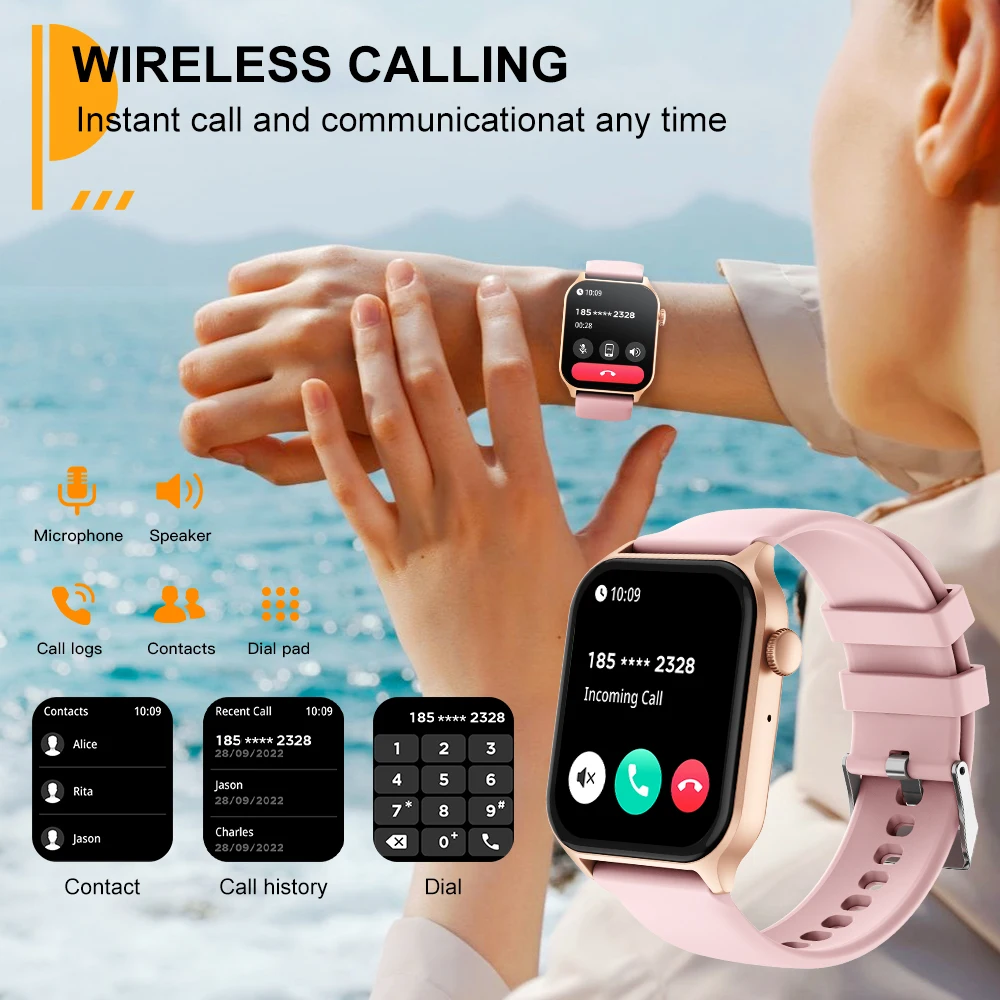ساعة ذكية PEJE لصنع مكالمات الصوت وشاشة لمس كاملة...